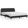 Stella Homewares Bed Frame without Mattress Black and White 152x203 cm Queen Faux Leather
