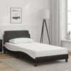 Stella Homewares Bed Frame without Mattress Black and White 107x203 cm King Single Faux Leather