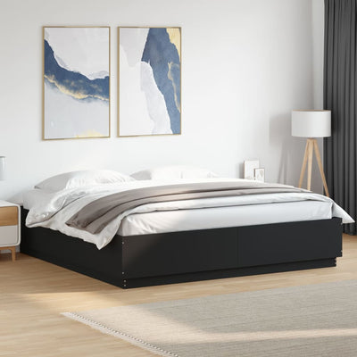 Stella Homewares Bed Frame with LED without Mattress Black 183x203 cm King