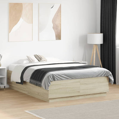 Stella Homewares Bed Frame without Mattress Sonoma Oak 135x190 cm