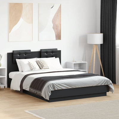 Stella Homewares Bed Frame with LED without Mattress Black 135x190 cm