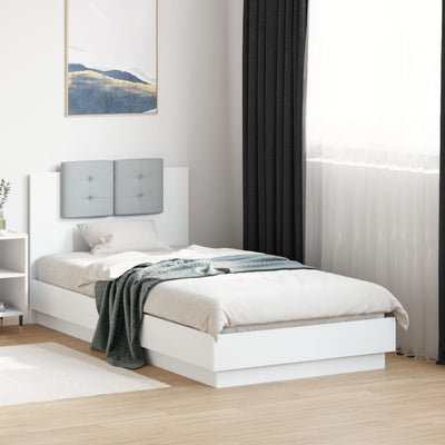Stella Homewares Bed Frame with LED without Mattress White 90x190 cm