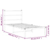Stella Homewares Metal Bed Frame without Mattress with Headboard Black 90x190 cm