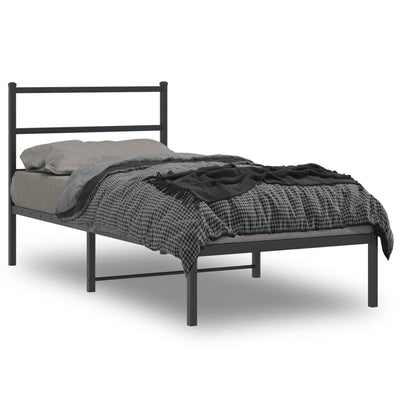 Stella Homewares Metal Bed Frame without Mattress with Headboard Black 90x190 cm