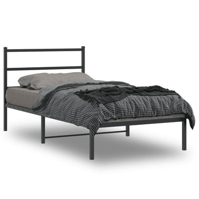 Stella Homewares Metal Bed Frame without Mattress with Headboard Black 107x203 cm King Single