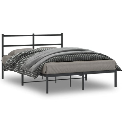 Stella Homewares Metal Bed Frame without Mattress with Headboard Black 135x190 cm