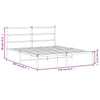 Stella Homewares Metal Bed Frame without Mattress with Headboard White 150x200 cm