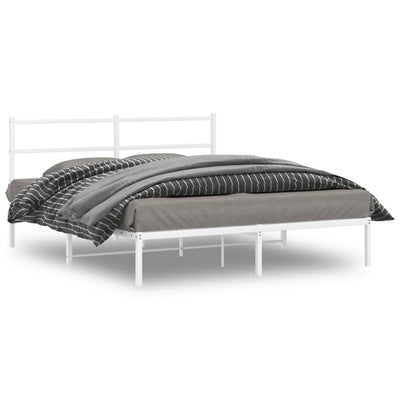 Stella Homewares Metal Bed Frame without Mattress with Headboard White 150x200 cm