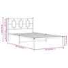 Stella Homewares Metal Bed Frame without Mattress with Headboard White 107x203 cm King Single