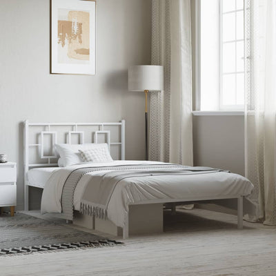 Stella Homewares Metal Bed Frame without Mattress with Headboard White 107x203 cm King Single