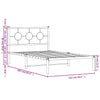 Stella Homewares Metal Bed Frame without Mattress with Headboard Black 107x203 cm King Single