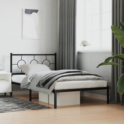 Stella Homewares Metal Bed Frame without Mattress with Headboard Black 107x203 cm King Single