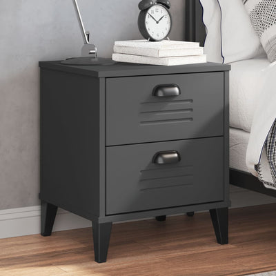 Stella Homewares Bedside Cabinet VIKEN Anthracite Grey Engineered Wood