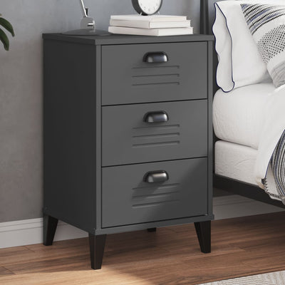 Stella Homewares Bedside Cabinet VIKEN Anthracite Grey Engineered Wood
