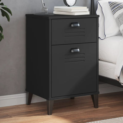 Stella Homewares Bedside Cabinet VIKEN Black Engineered Wood