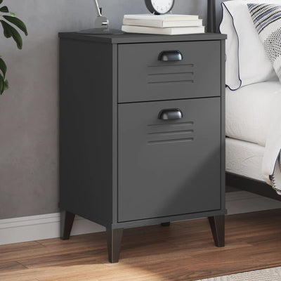 Stella Homewares Bedside Cabinet VIKEN Anthracite Grey Engineered Wood