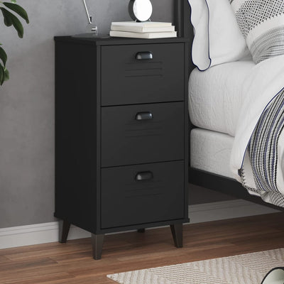 Stella Homewares Bedside Cabinet VIKEN Black Engineered Wood