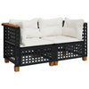Stella Homewares Garden Sofas Corner with Cushions 2 pcs Black Poly Rattan