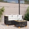 Stella Homewares Garden Sofas Corner with Cushions 2 pcs Black Poly Rattan