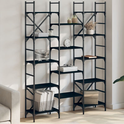 Stella Homewares Bookshelf Black 127.5x28.5x172.5 cm Engineered Wood