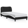 Stella Homewares Bed Frame without Mattress "Hvar" Black and White 90x190 cm Faux Leather