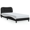 Stella Homewares Bed Frame without Mattress "Hvar" Black and White 90x190 cm Faux Leather