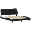 Stella Homewares Bed Frame without Mattress Black and White 152x203 cm Queen Faux Leather