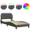 Stella Homewares Bed Frame with LED without Mattress "Hvar" Dark Grey 90x190 cm Fabric