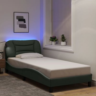 Stella Homewares Bed Frame with LED without Mattress "Hvar" Dark Grey 90x190 cm Fabric