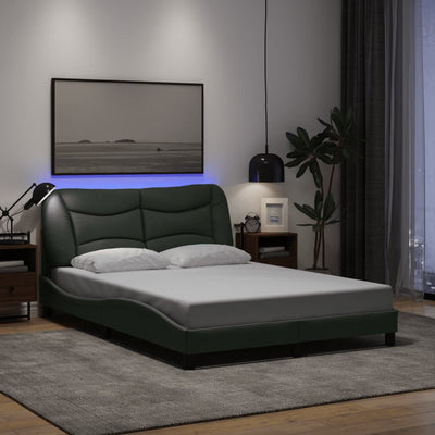 Stella Homewares Bed Frame with LED without Mattress "Hvar" Dark Grey 137x190 cm Double Fabric