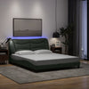 Stella Homewares Bed Frame with LED without Mattress "Hvar" Dark Grey 152x203 cm Queen Fabric