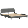 Stella Homewares Bed Frame with LED without Mattress "Hvar" Dark Grey 152x203 cm Queen Fabric
