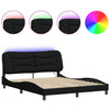 Stella Homewares Bed Frame with LED without Mattress "Hvar" Black 152x203 cm Queen Fabric