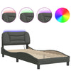 Stella Homewares Bed Frame with LED without Mattress "Hvar" Dark Grey 90x190 cm Fabric