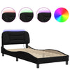 Stella Homewares Bed Frame with LED without Mattress Black 90x190 cm Fabric