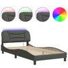 Stella Homewares Bed Frame with LED without Mattress "Hvar" Dark Grey 107x203 cm King Single Fabric