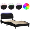 Stella Homewares Bed Frame with LED without Mattress Black 107x203 cm King Single Fabric