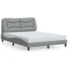 Stella Homewares Bed Frame with LED without Mattress "Hvar" Dark Grey 137x190 cm Double Fabric