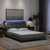 Stella Homewares Bed Frame with LED without Mattress "Hvar" Dark Grey 137x190 cm Double Fabric