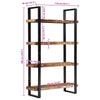 Stella Homewares Bookcase 4-Tier 110x40x180 cm Solid Wood Reclaimed and Iron