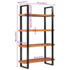 Stella Homewares Bookcase 4-Tier 110x40x180 cm Solid Wood Acacia and Iron