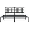 Stella Homewares Metal Bed Frame without Mattress with Headboard Black 150x200 cm