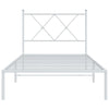 Stella Homewares Metal Bed Frame without Mattress with Headboard White 90x190 cm