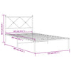 Stella Homewares Metal Bed Frame without Mattress with Headboard White 107x203 cm King Single