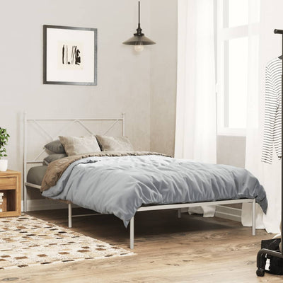 Stella Homewares Metal Bed Frame without Mattress with Headboard White 107x203 cm King Single