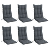 Stella Homewares Highback Chair Cushions 6 pcs Anthracite Oxford Fabric