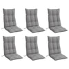 Stella Homewares Highback Chair Cushions 6 pcs Grey Oxford Fabric