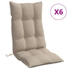 Stella Homewares Highback Chair Cushions 6 pcs Taupe Oxford Fabric