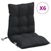 Stella Homewares Lowback Chair Cushions 6 pcs Black Oxford Fabric