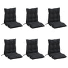 Stella Homewares Lowback Chair Cushions 6 pcs Black Oxford Fabric
